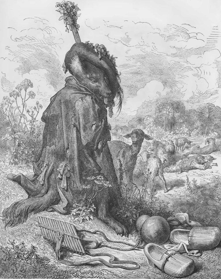 Le Loup Devenu Berger de Jean de La Fontaine dans Les Fables - Illustration de Gustave Doré - 1876