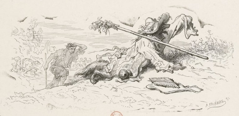 Le Loup Devenu Berger de Jean de La Fontaine dans Les Fables - Illustration de Gustave Doré - BNF - 1876