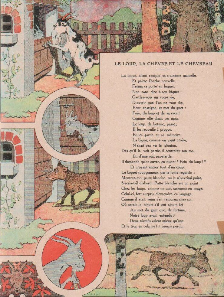 Le Loup, La Chèvre et Le Chevreau de Jean de La Fontaine dans Les Fables - Illustration de Benjamin Rabier - 1906