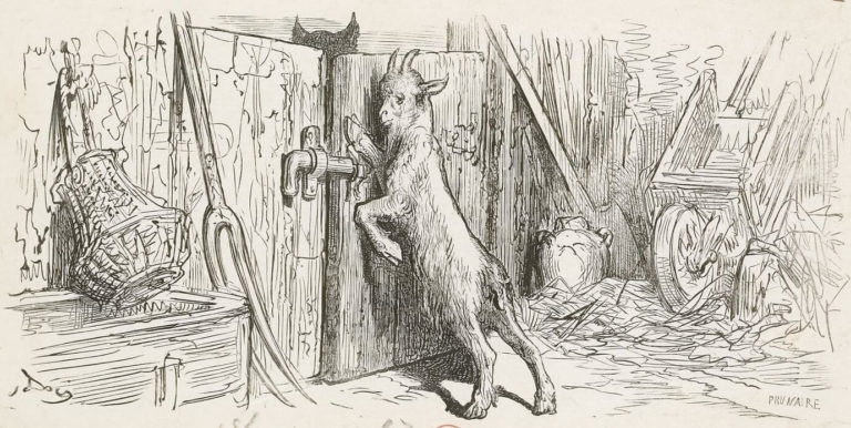Le Loup, La Chèvre et Le Chevreau de Jean de La Fontaine dans Les Fables - Illustration de Gustave Doré - Gallica - 1876