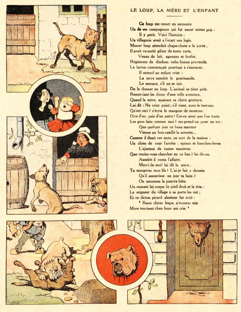 Le Loup, La Mère et l’Enfant de Jean de La Fontaine dans Les Fables - Illustration de Benjamin Rabier - 1906
