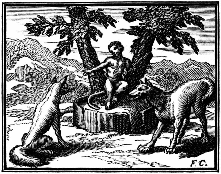 Le Loup Plaidant Contre Le Renard Par-devant Le Singe de Jean de La Fontaine dans Les Fables - Illustration de François Chauveau - 1688