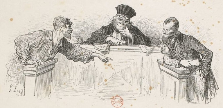 Le Loup Plaidant Contre Le Renard Par-devant Le Singe de Jean de La Fontaine dans Les Fables - Illustration de Gustave Doré - 1876
