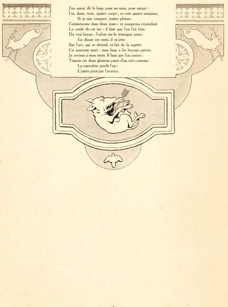 Le Loup et Le Chasseur de Jean de La Fontaine dans Les Fables - Illustration de Benjamin Rabier - 2 sur 2 - 1906