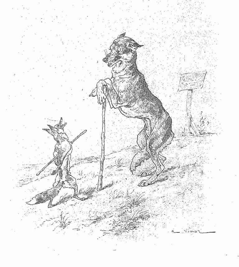 Le Loup et Le Renard de Jean de La Fontaine dans Les Fables - Illustration de Auguste Vimar - 2 - 1897