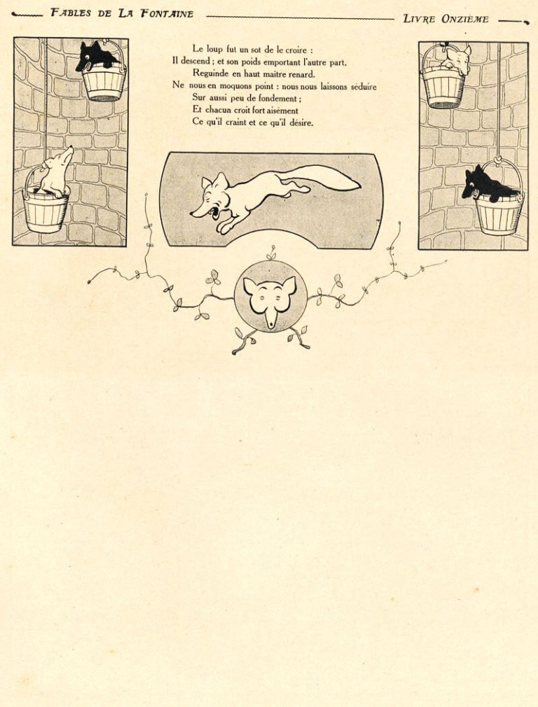 Le Loup et Le Renard de Jean de La Fontaine dans Les Fables - Illustration de Benjamin Rabier - 2 sur 2 - 1906