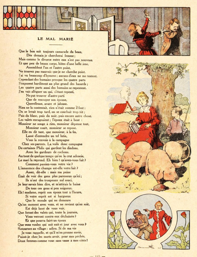 Le Mal Marié de Jean de La Fontaine dans Les Fables - Illustration de Benjamin Rabier - 1906