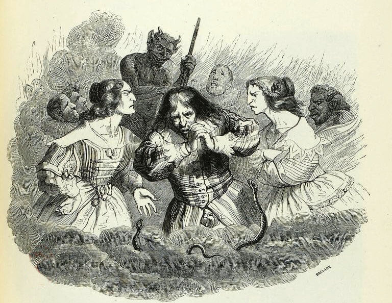 Le Mal Marié de Jean de La Fontaine dans Les Fables - Illustration de Grandville - 1840