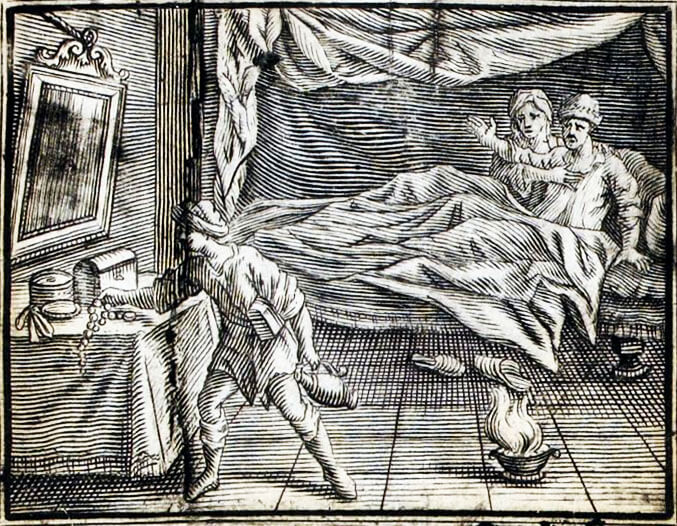 Le Mari, La Femme et Le Voleur de Jean de La Fontaine dans Les Fables - Illustration de François Chauveau - 1688