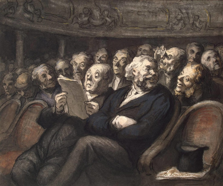 Les Assis de Arthur Rimbaud dans Poésies Complètes - Peinture de Honoré Daumier - Entracte à la Comédie Française - 1879