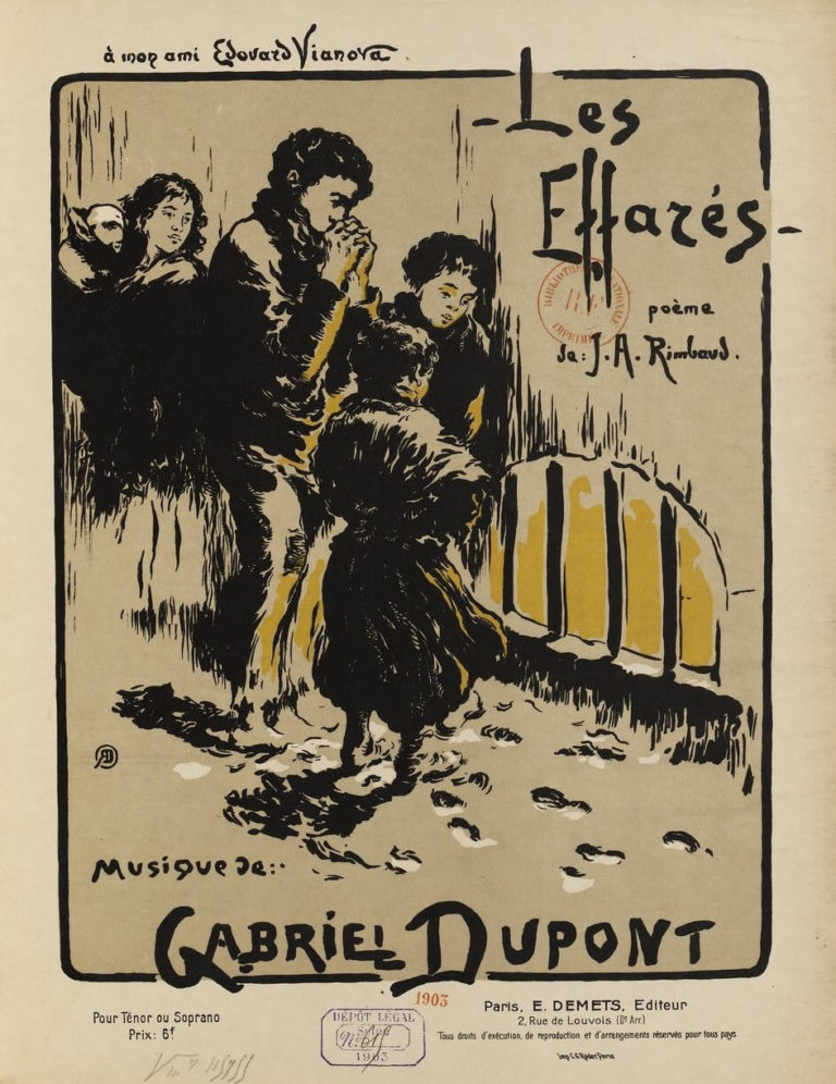Les Effarés de Arthur Rimbaud dans Poésies Complètes - Couverture de partition - Musique de Gabriel Dupont - 1903