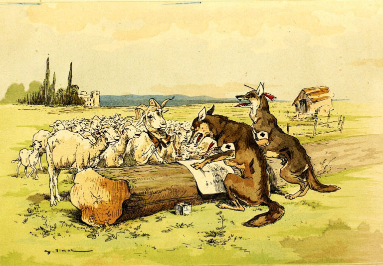 Les Loups et Les Brebis de Jean de La Fontaine dans Les Fables - Illustration de Auguste Vimar - 1897