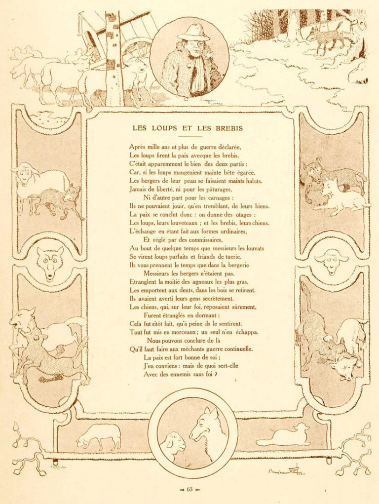 Les Loups et Les Brebis de Jean de La Fontaine dans Les Fables - Illustration de Benjamin Rabier - 1906