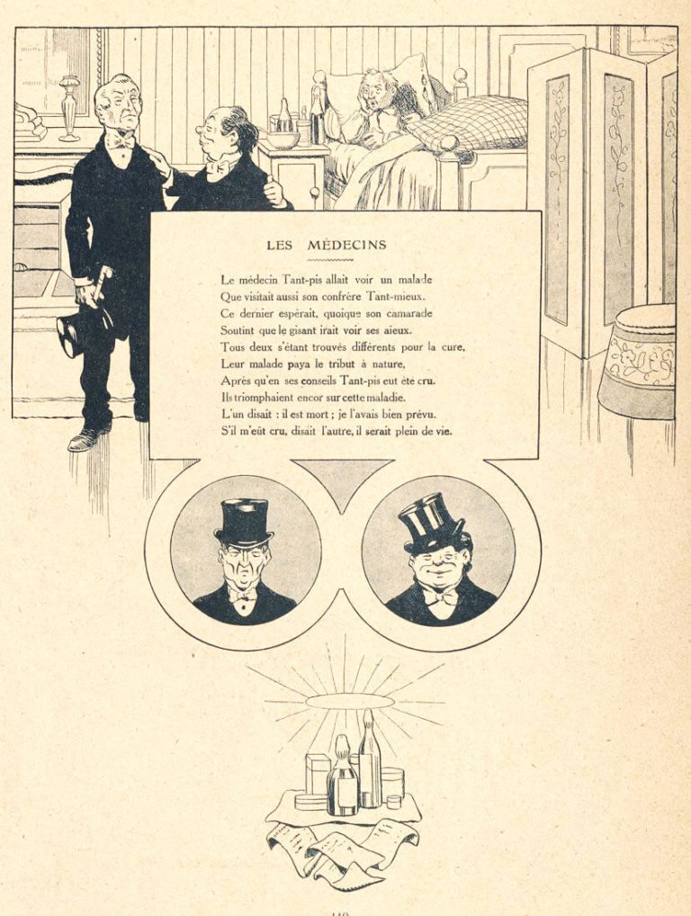 Les Médecins de Jean de La Fontaine dans Les Fables - Illustration de Benjamin Rabier - 1906