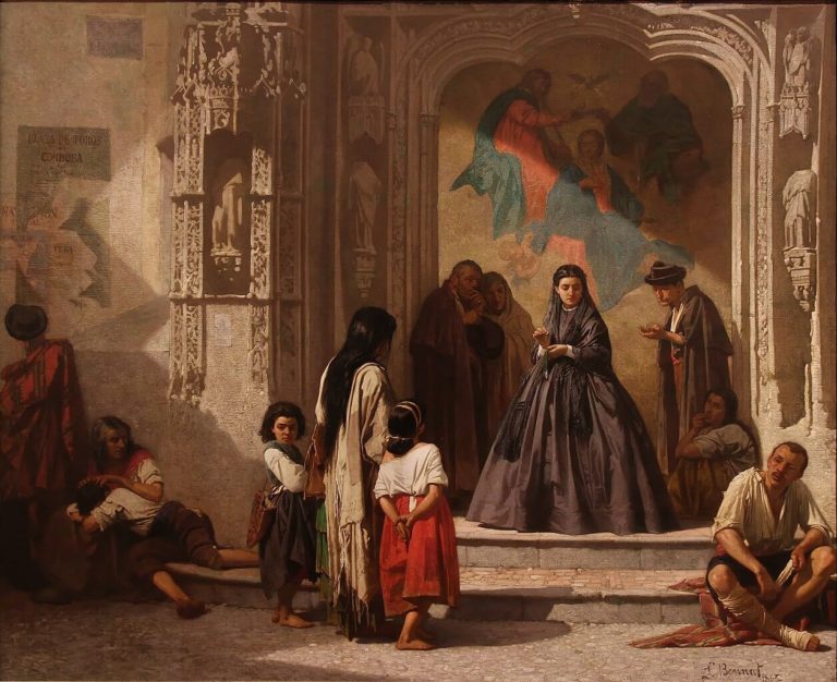 Les Pauvres à l’Église de Arthur Rimbaud dans Poésies Complètes - Peinture de Léon Bonnat - Dame faisant la charité - 1863