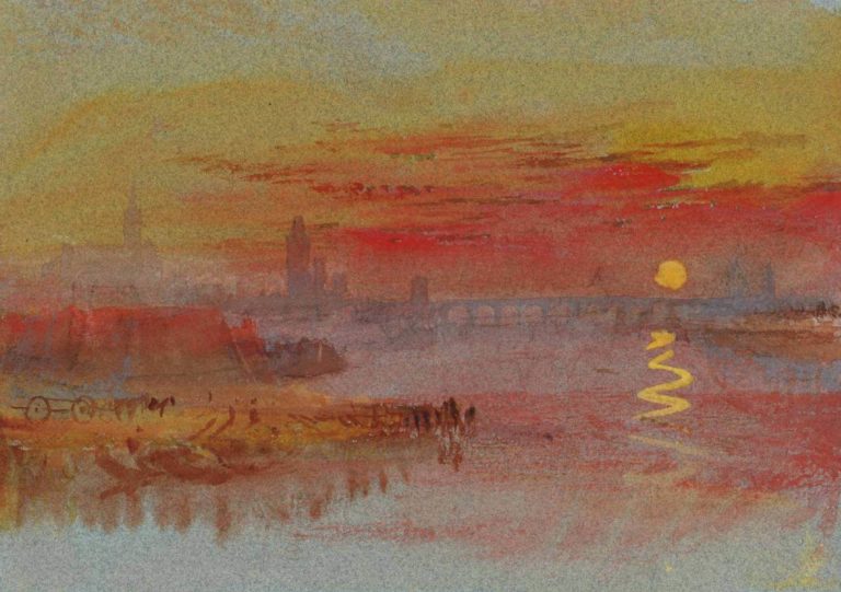 Lueur Au Couchant de Victor Hugo dans Les Contemplations - Peinture par Joseph Mallord William Turner - Le coucher de soleil écarlate - 1840