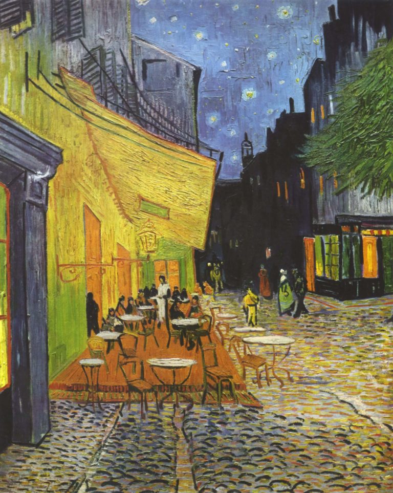 Oraison Du Soir de Arthur Rimbaud dans Poésies Complètes - Peinture de Vincent Van Gogh - Terrasse du café le soir, place du forum, à Arles - 1888