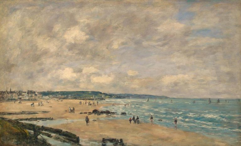 Paroles Sur La Dune de Victor Hugo dans Les Contemplations - Peinture de Eugène Boudin - La plage à Trouville - 1893