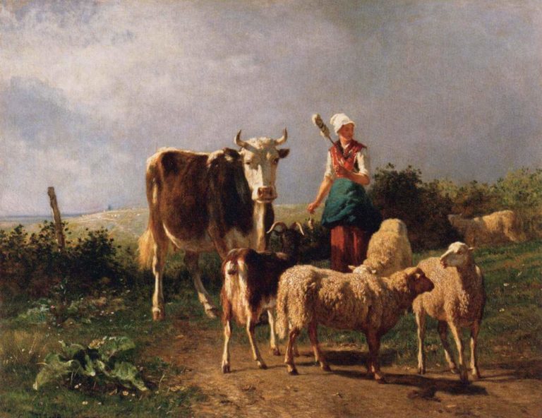 Pasteurs et Troupeaux de Victor Hugo dans Les Contemplations - Peinture de Constant Troyon - Le petit troupeau - 1860