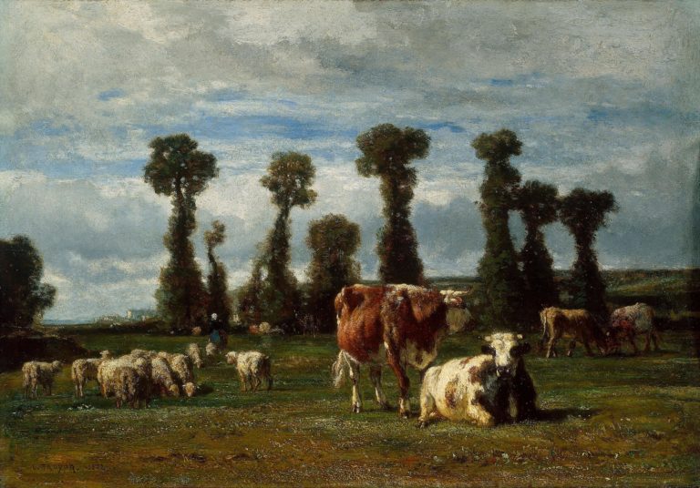 Pasteurs et Troupeaux de Victor Hugo dans Les Contemplations - Peinture de Constant Troyon - Patûrage en Normandie - 1852