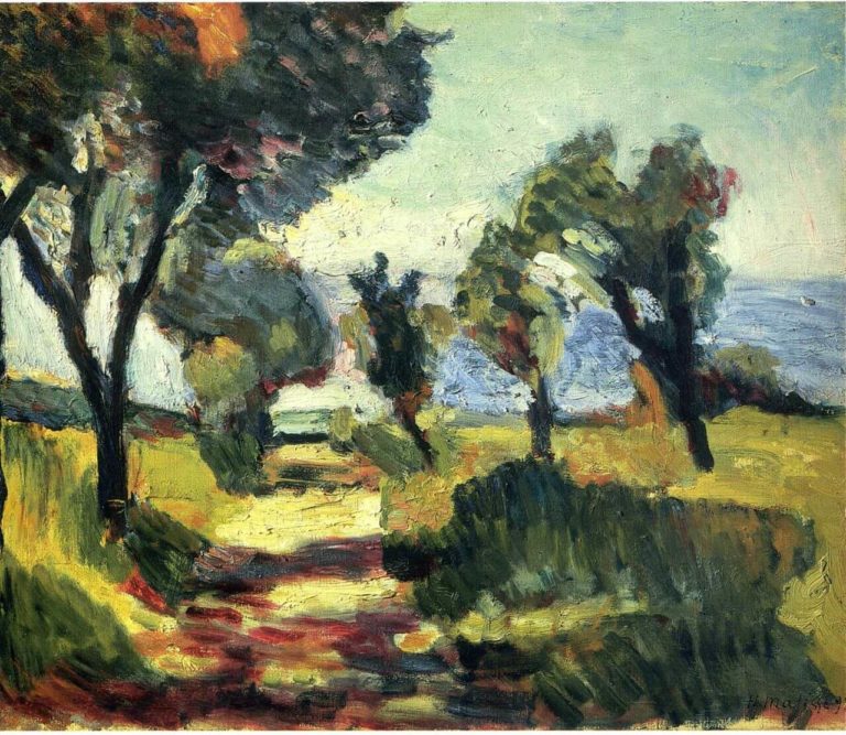 Sensation de Arthur Rimbaud dans Poésies Complètes - Peinture de Henri Matisse - Oliviers - 1898