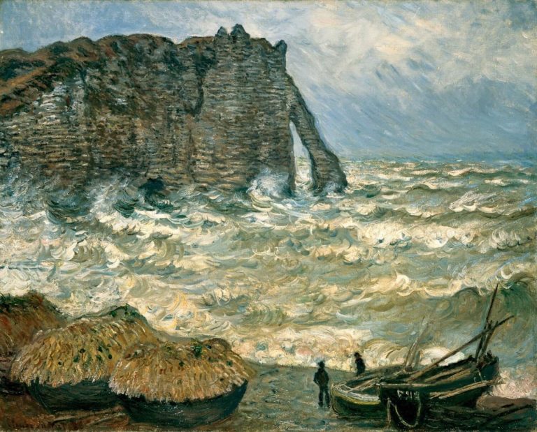 À Celle Qui Est Restée En France de Victor Hugo dans Les Contemplations - Peinture de Claude Monet - Mer agitée à Étretat - 1883