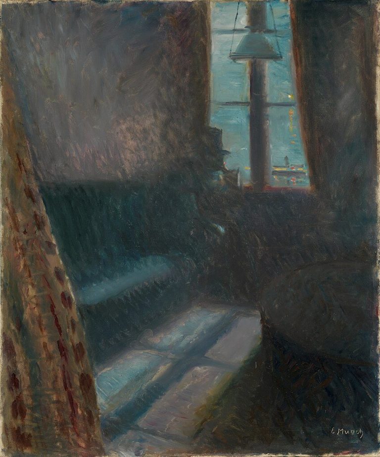À La Fenêtre, Pendant La Nuit de Victor Hugo dans Les Contemplations - Peinture de Edvard Munch - Nuit à Saint-Cloud - 1890