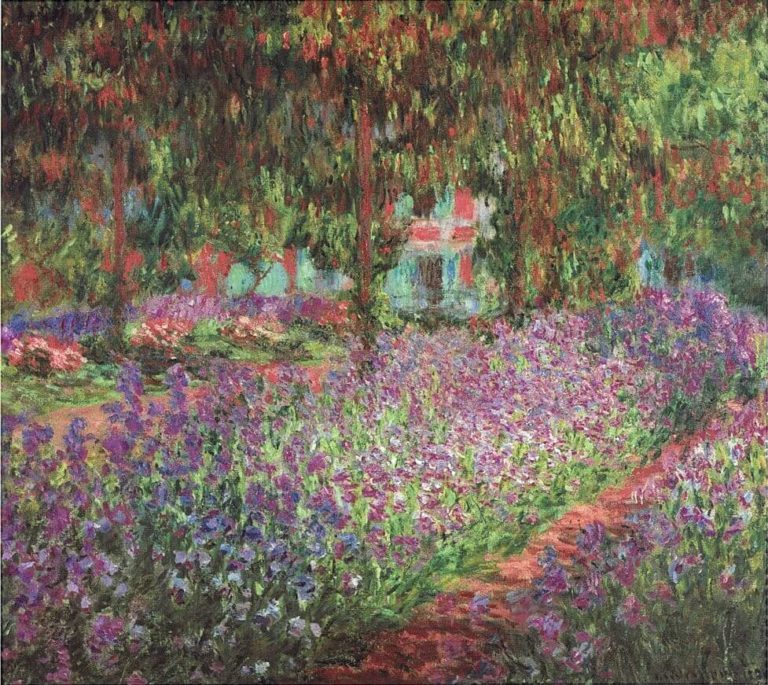 Après Trois Ans de Paul Verlaine dans Poèmes Saturniens - Peinture de Claude Monet - Le jardin de l'artiste à Giverny - 1900