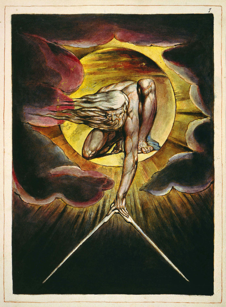 Ce Que Dit La Bouche d’Ombre de Victor Hugo dans Les Contemplations - Estampe de William Blake - Le grand architecte, The Ancient of days - 1794