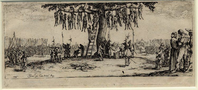 Effet De Nuit de Paul Verlaine dans Poèmes Saturniens - Dessin de Jacques Callot - L'arbre aux pendus - 1633