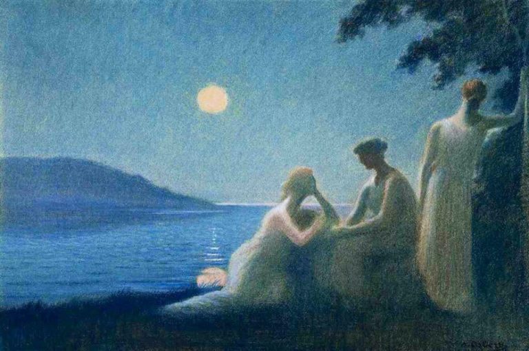 Entends Comme Brame de Arthur Rimbaud dans Poésies Complètes - Peinture de Alphonse Osbert - Sous un rayon de lune - 1895