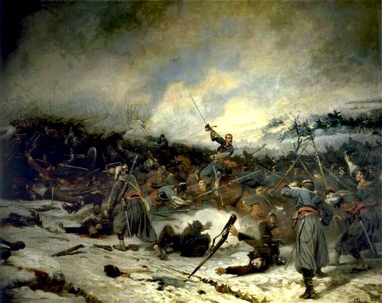 L’Éclatante Victoire de Sarrebruck de Arthur Rimbaud dans Poésies Complètes - Peinture de Charles Castellani - La bataille de Loigny - 1879