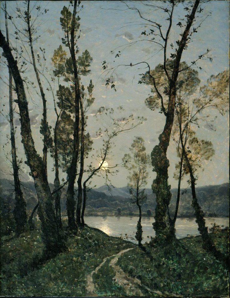 L’Heure Du Berger de Paul Verlaine dans Poèmes Saturniens - Peinture de Henri-Joseph Harpignies - Clair de lune - 1889