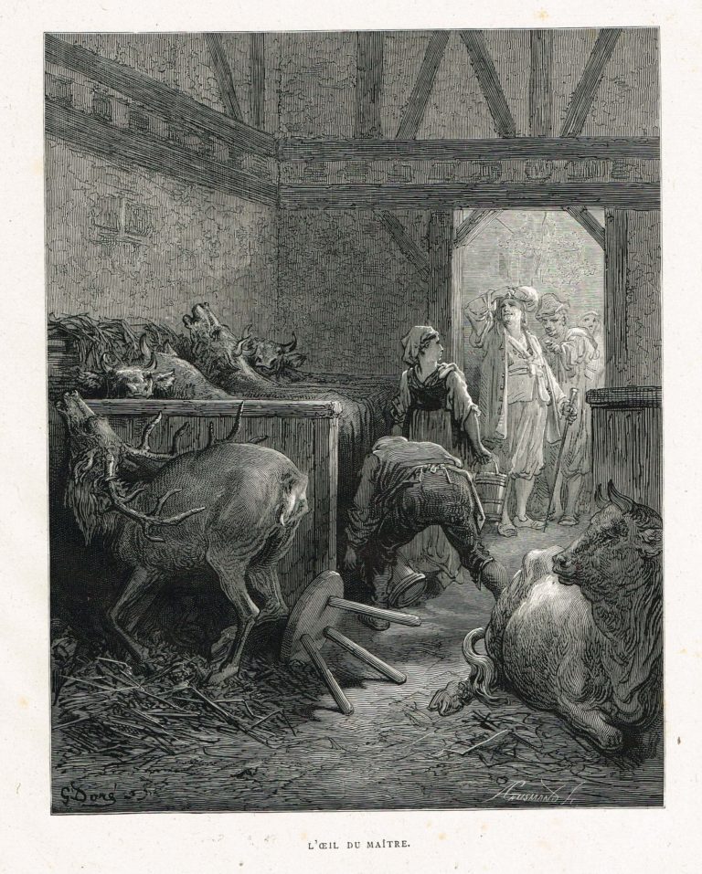 L'Œil Du Maître de Jean de La Fontaine dans Les Fables - Gravure de Gustave Doré - 1876