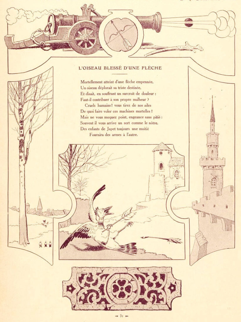 L’Oiseau Blessé d’Une Flèche de Jean de La Fontaine dans Les Fables - Illustration de Benjamin Rabier - 1906