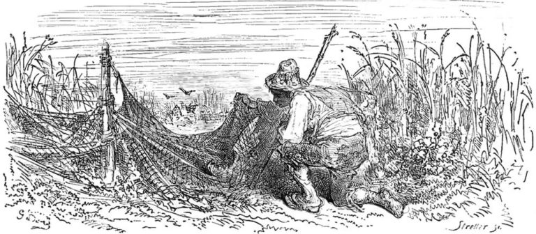 L’Oiseleur, l’Autour et l’Alouette de Jean de La Fontaine dans Les Fables - Illustration de Gustave Doré - 1876