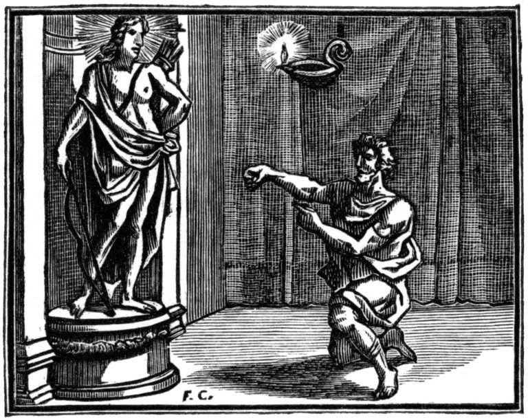 L’Oracle et l’Impie de Jean de La Fontaine dans Les Fables - Illustration de François Chauveau - 1688