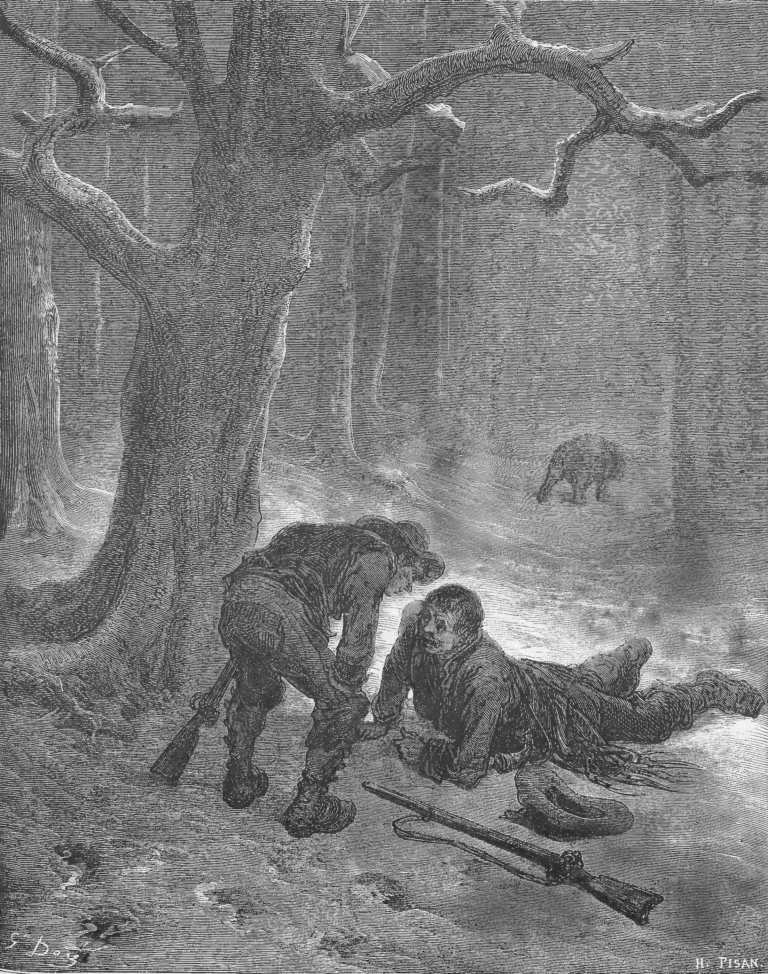 L’Ours et Les Deux Compagnons de Jean de La Fontaine dans Les Fables - Illustration de Gustave Doré - 1876