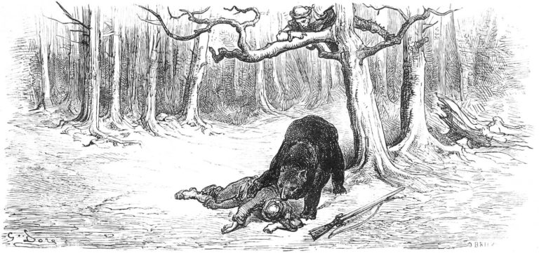 L’Ours et Les Deux Compagnons de Jean de La Fontaine dans Les Fables - Illustration de Gustave Doré - 2 - 1876