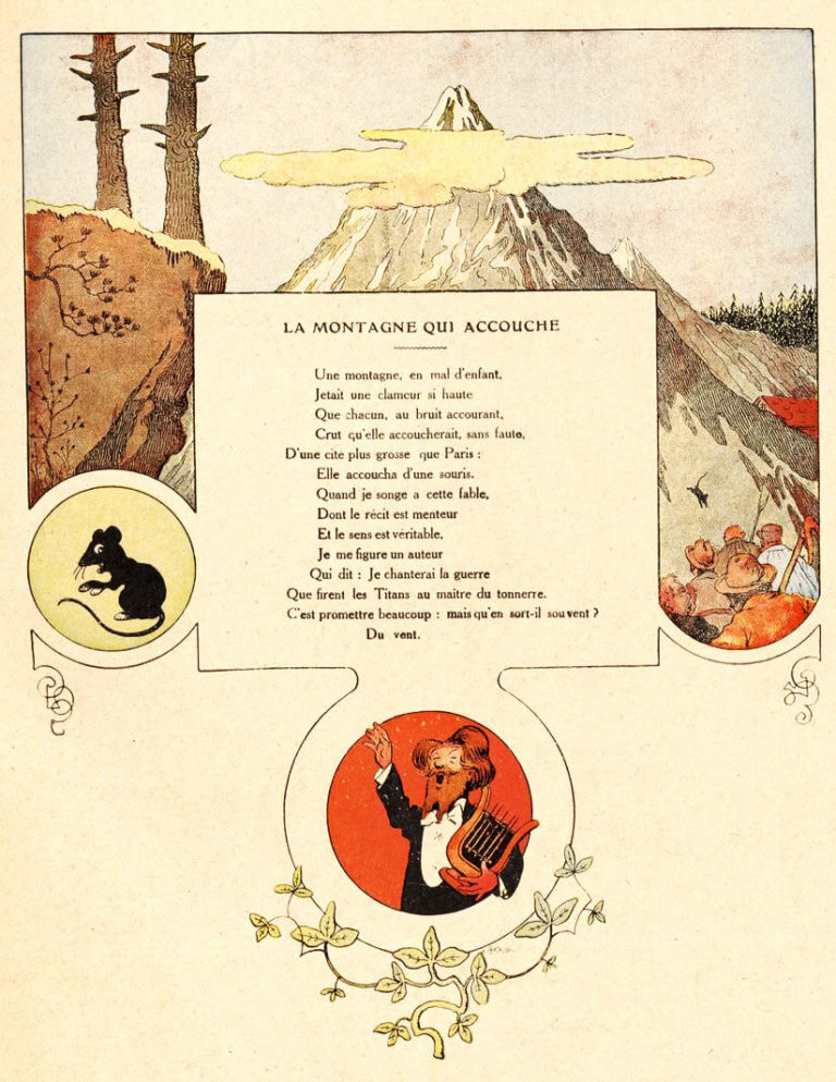 La Montagne Qui Accouche de Jean de La Fontaine dans Les Fables - Illustration de Benjamin Rabier - 1906