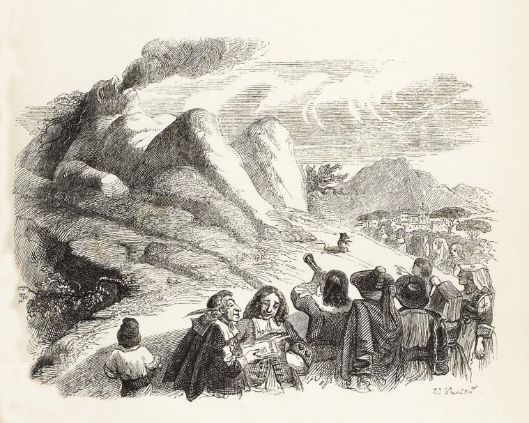La Montagne Qui Accouche de Jean de La Fontaine dans Les Fables - Illustration de Grandville - 1840