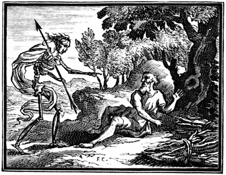La Mort et Le Malheureux de Jean de La Fontaine dans Les Fables - Illustration de François Chauveau - 1688