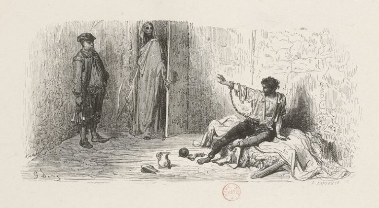 La Mort et Le Malheureux de Jean de La Fontaine dans Les Fables - Illustration de Gustave Doré - 1876