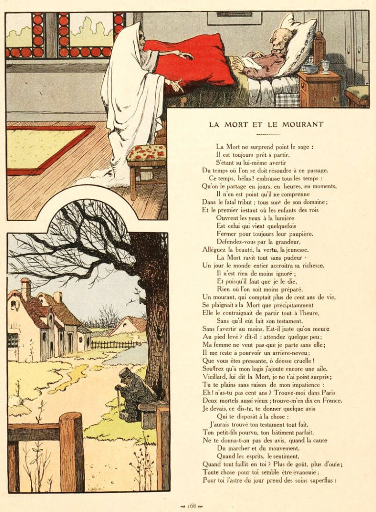La Mort et Le Mourant de Jean de La Fontaine dans Les Fables - Illustration de Benjamin Rabier - 1 sur 2 - 1906