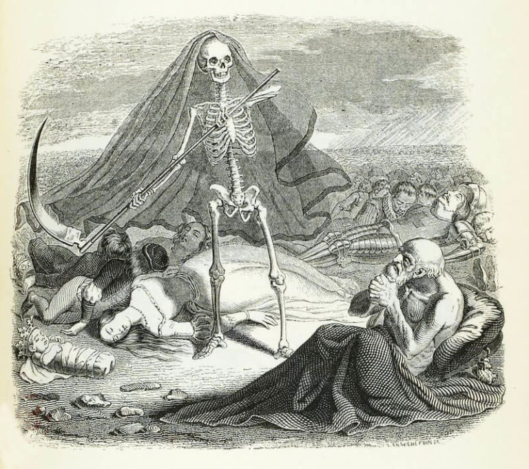 La Mort et Le Mourant de Jean de La Fontaine dans Les Fables - Illustration de Grandville - 1840