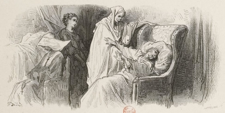 La Mort et Le Mourant de Jean de La Fontaine dans Les Fables - Illustration de Gustave Doré - 1876