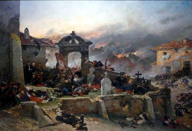 Le Mal de Arthur Rimbaud dans Poésies Complètes - Peinture de Alphonse de Neuville - Le cimetière de Saint Privat en Lorraine - 1870