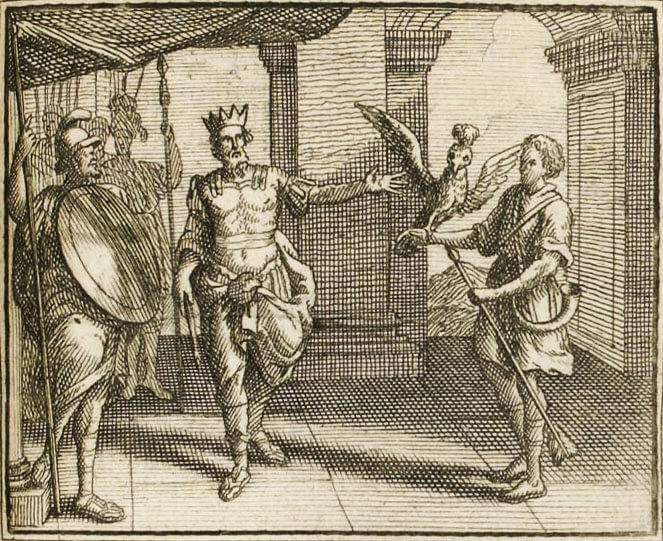 Le Milan, Le Roi et Le Chasseur de Jean de La Fontaine dans Les Fables - Illustration de François Chauveau - 1688