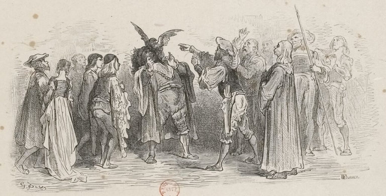 Le Milan, Le Roi et Le Chasseur de Jean de La Fontaine dans Les Fables - Illustration de Gustave Doré - 1876