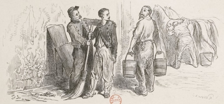 Le Mulet Se Vantant De Sa Généalogie de Jean de La Fontaine dans Les Fables - Illustration de Gustave Doré - 1876